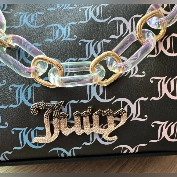 Juicy Couture Black and Blue Logo Shoulder Bag